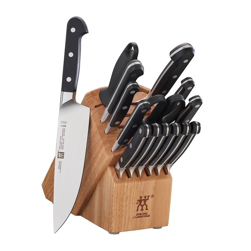 Zwilling Pro 16pc Block Set with Natural Rubberwood Block