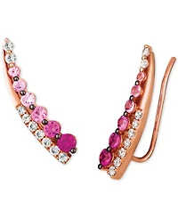 Le Vian Strawberry Layer Cake Multi-Gemstone Ear Climbers in 14k Rose Gold