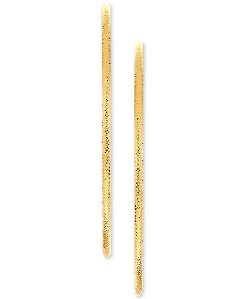 Textured Skinny Hoop Earrings (1-1/2") in 14k Gold