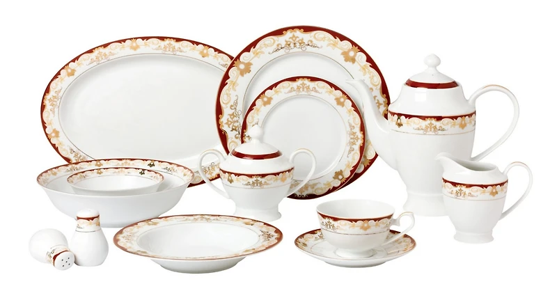 Lorren Home Trends Mabel 57-pc Dinnerware Set, Service for 8