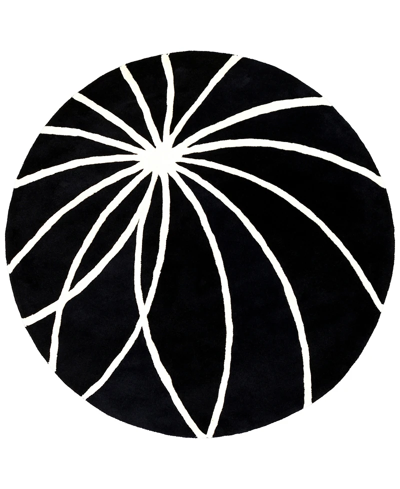 Livabliss Forum Fm-7072 Black 4' Round Area Rug