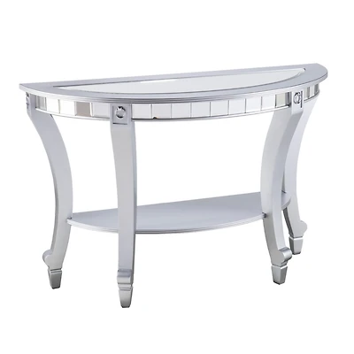 Pennsbury Glam Mirrored Demilune Console Table