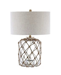 Jonathan Y Mer Glass and Rope Led Table Lamp