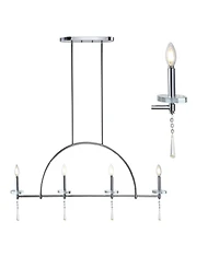 Jonathan Y Doris 4-Light Linear Metal, Crystal Led Pendant