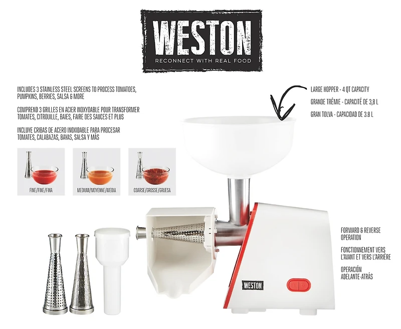 Weston Deluxe Electric Tomato Strainer
