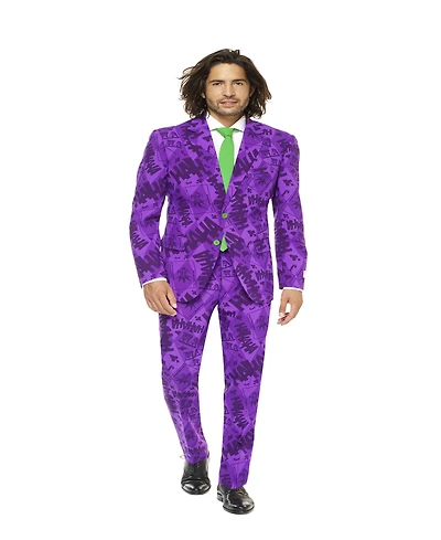 OppoSuits Men's The Joker Premium Costume - Official Dc Comics Halloween Character Slim Fit Suit Purple Includes Blazer, Pants and Tie