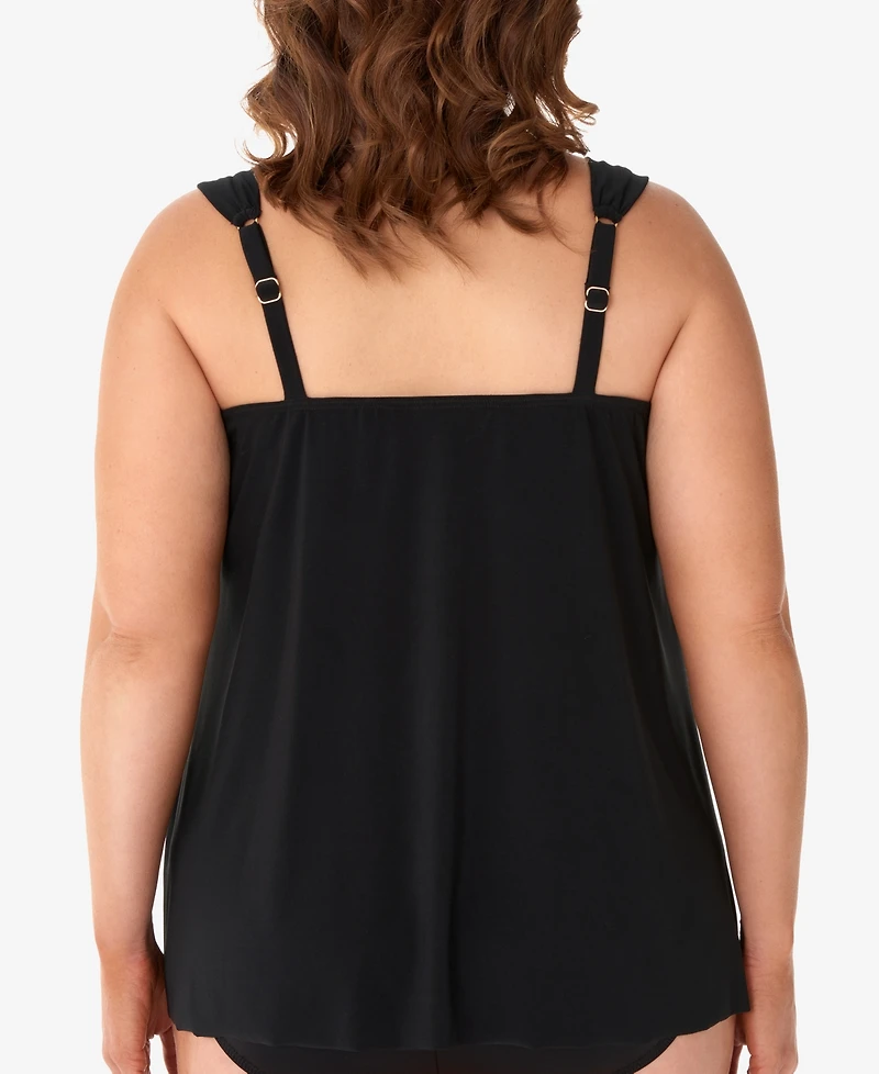 Miraclesuit Plus Razzle Dazzle Asymmetrical-Drape Tankini Top