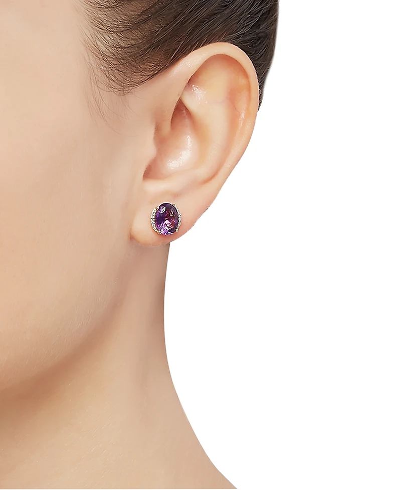 Amethyst (3-1/5 ct. t.w.) & Diamond Accent Stud Earrings in 14k Gold