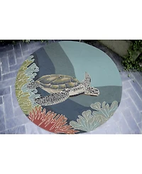 Liora Manne' Ravella 2257 Akumal Blue 8' Indoor/Outdoor Round Area Rug