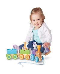 Melissa & Doug First Play Wooden Rocking Farm Animals Pull Train