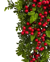 Nearly Natural 26" Berry Boxwood Teardrop