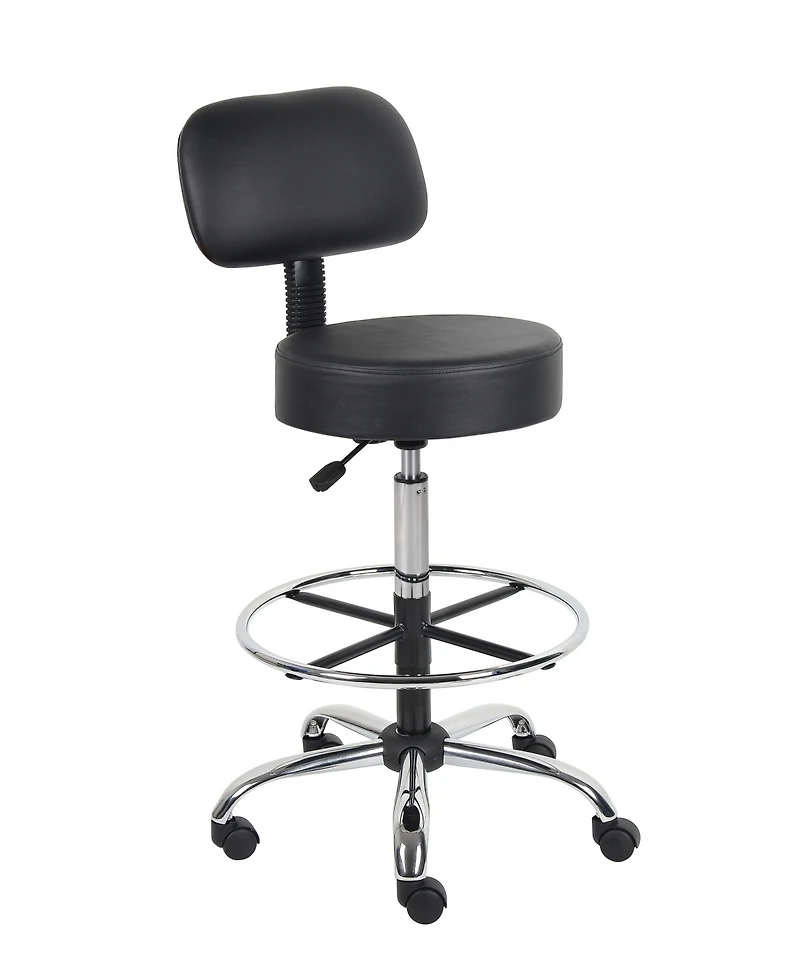 Boss Office Products Caressoft Medical/Drafting Stool W/ Back Cushion