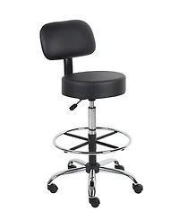 Boss Office Products Caressoft Medical/Drafting Stool W/ Back Cushion