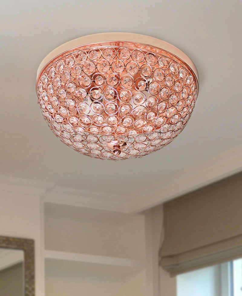 Elegant Designs 2 Light Elipse Crystal Flush Mount Ceiling