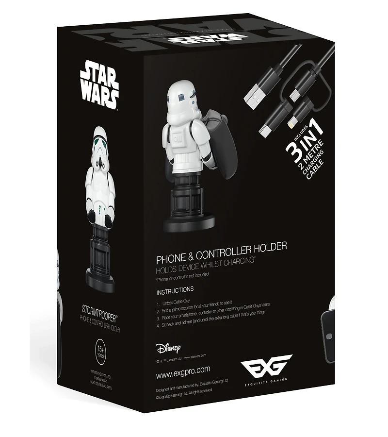 Exquisite Gaming Cable Guy Controller and Phone Holder Star Wars Empires Elite Stormtrooper 8"