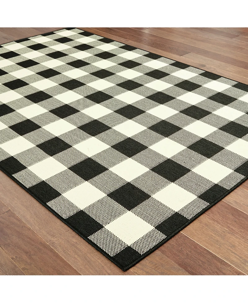 Oriental Weavers Marina 1932K Black/Ivory 2'5" x 4'5" Indoor/Outdoor Area Rug