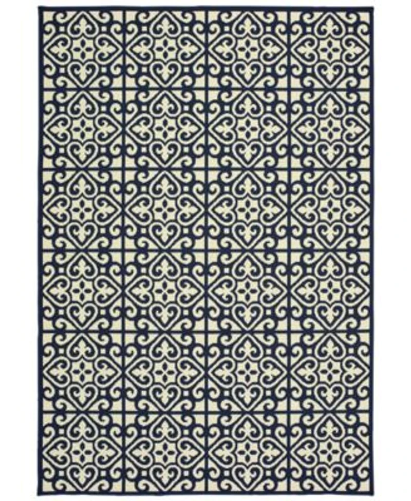 Oriental Weavers Marina 5927b Ivory Navy Indoor Outdoor Rug