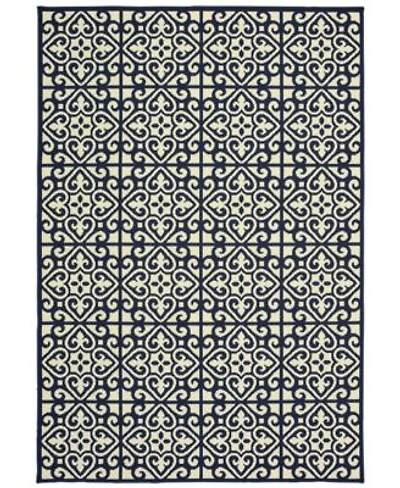 Oriental Weavers Marina 5927b Ivory Navy Indoor Outdoor Rug