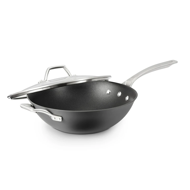Calphalon Signature Nonstick 12" Flat-Bottom Wok with Cover