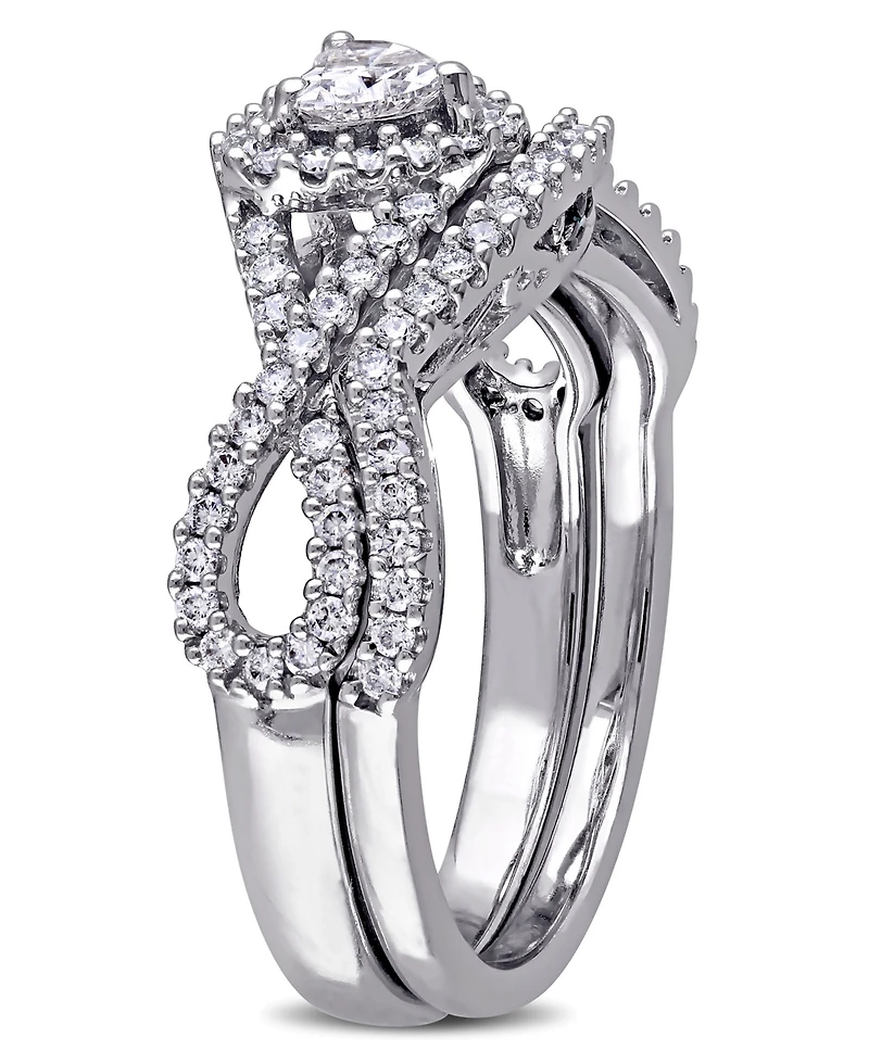 Certified Diamond (3/4 ct. t.w.) Heart-Shape Infinity Bridal Set 14k White Gold