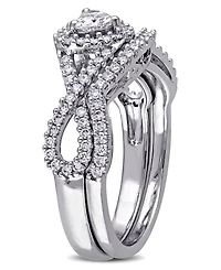 Certified Diamond (3/4 ct. t.w.) Heart-Shape Infinity Bridal Set 14k White Gold