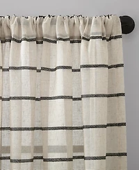 Twill Stripe Anti-Dust Linen Blend Sheer Curtain Panel