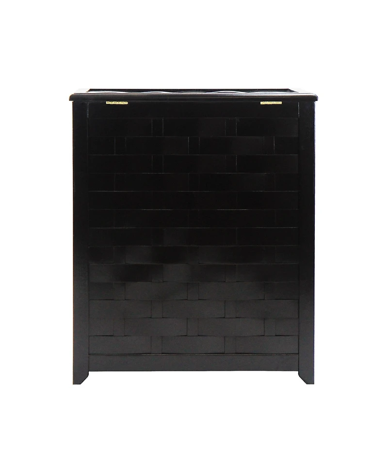 Oceanstar Bowed Front Veneer Laundry Wood Hamper with Interior Bag