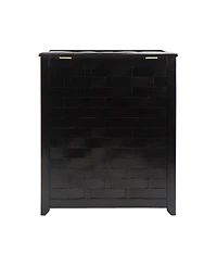Oceanstar Bowed Front Veneer Laundry Wood Hamper with Interior Bag