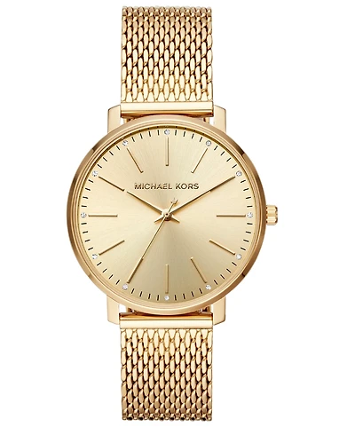 Michael Kors Women's Pyper Gold-Tone Stainless Steel Mesh Bracelet Watch 38mm