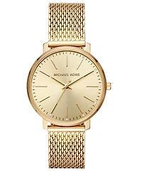Michael Kors Women's Pyper Gold-Tone Stainless Steel Mesh Bracelet Watch 38mm