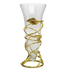 Classic Touch Glass Vase with Removable Gold Leaf Base