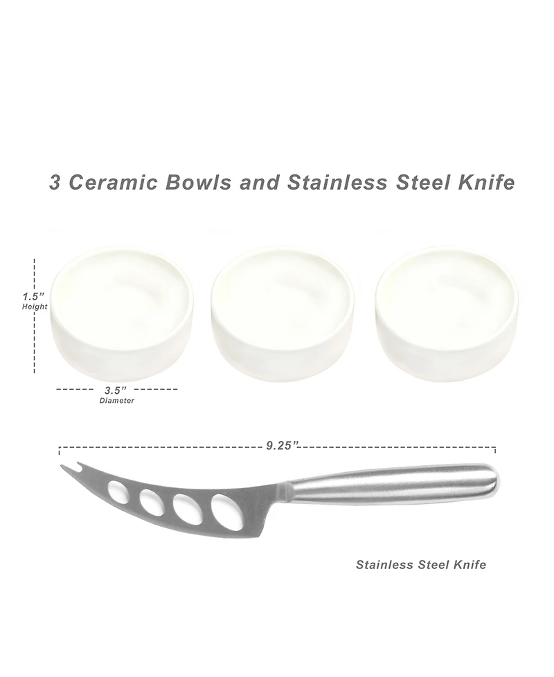Picnic at Ascot Deluxe Bamboo, Slate Cheese Board, 3 Bowls, Multifunction Knife