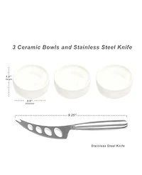 Picnic at Ascot Deluxe Bamboo, Slate Cheese Board, 3 Bowls, Multifunction Knife