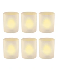 Lumabase Set of 6 Flickering Amber Led Lights in Frosted Votive Holders Cups