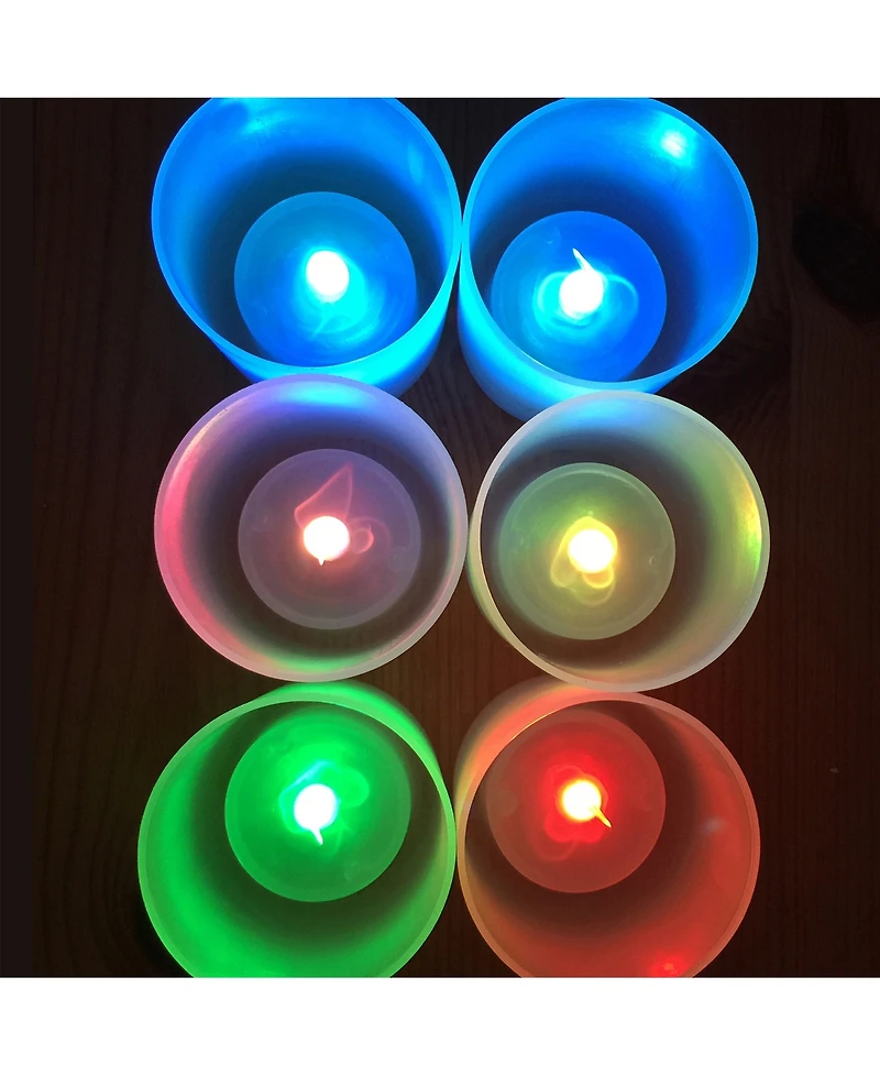 Lumabase Set of 6 Flickering Color Changing Led Lights in Frosted Votive Holders Cups