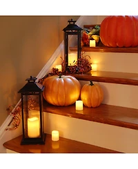 Lumabase Black Traditional Metal Lantern with Led Candle