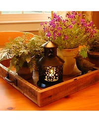 Lumabase Set of 2 Black Metal Lantern Candle Holder and 30" Shepherd's Hook