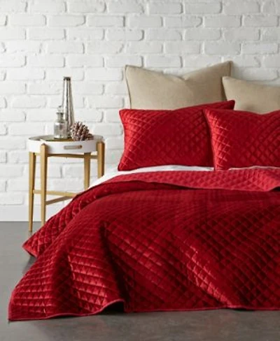 Levtex Red Velvet Quilted Diamond Quilt Sets