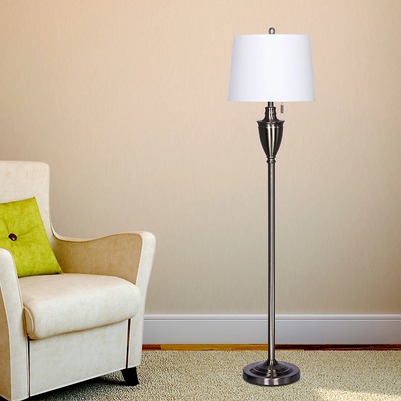 Fangio Lighting's 1589BS 61" Classic Urn Brushed Steel Metal Floor Lamp