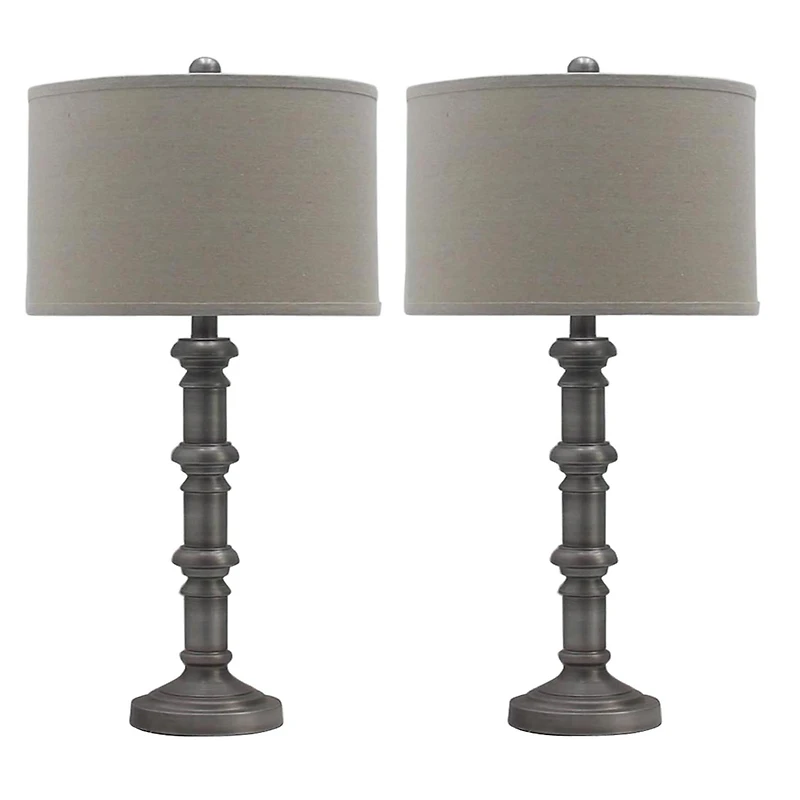 Fangio Lighting's 1596AS Pair of 31" Antique Metal Table Lamps