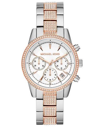 Michael Kors Women's Bryant Two-Tone Stainless Steel & Crystal-Accent Bracelet Watch 37mm