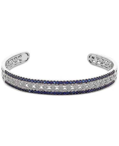 Sapphire (1-3/4 ct. t.w.) & Diamond (1/10 Bangle Bracelet Sterling Silver (Also Available Ruby Emerald)