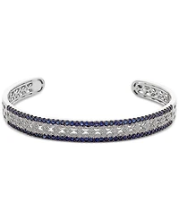 Sapphire (1-3/4 ct. t.w.) & Diamond (1/10 Bangle Bracelet Sterling Silver (Also Available Ruby Emerald)