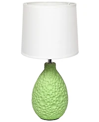 Simple Designs Textured Stucco Ceramic Oval Table Lamp