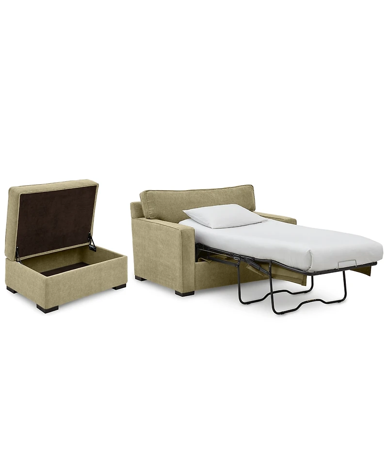 Radley 54" Fabric Chair Bed & 36" Storage Ottoman, Created for Macy's