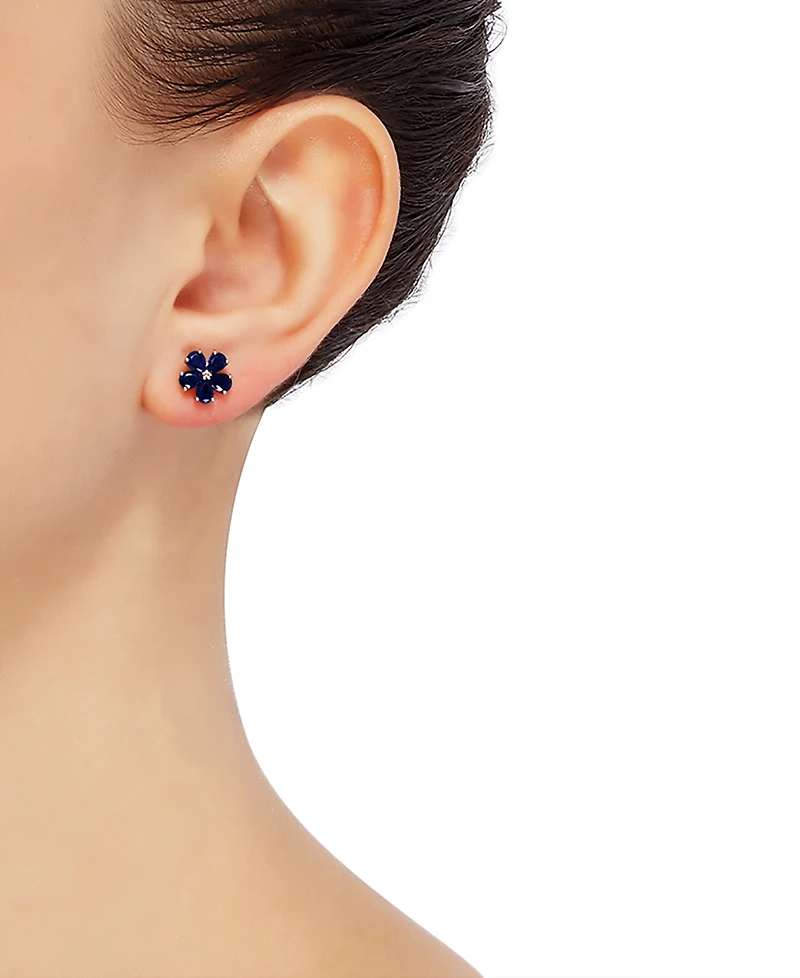Sapphire (1-3/4 ct. t.w.) & Diamond Accent Stud Earrings 14k Gold (Also Available Emerald Ruby)