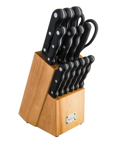 New England Cutlery 15 Piece Knife Set with Wooden Block