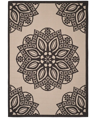 Safavieh Courtyard CY6139 Beige and Black 5'3" x 7'7" Sisal Weave Outdoor Area Rug
