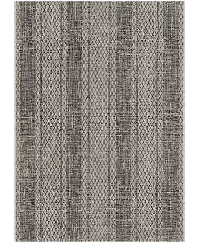 Safavieh Courtyard CY8736 Light Gray and Black 5'3" x 7'7" Sisal Weave Outdoor Area Rug