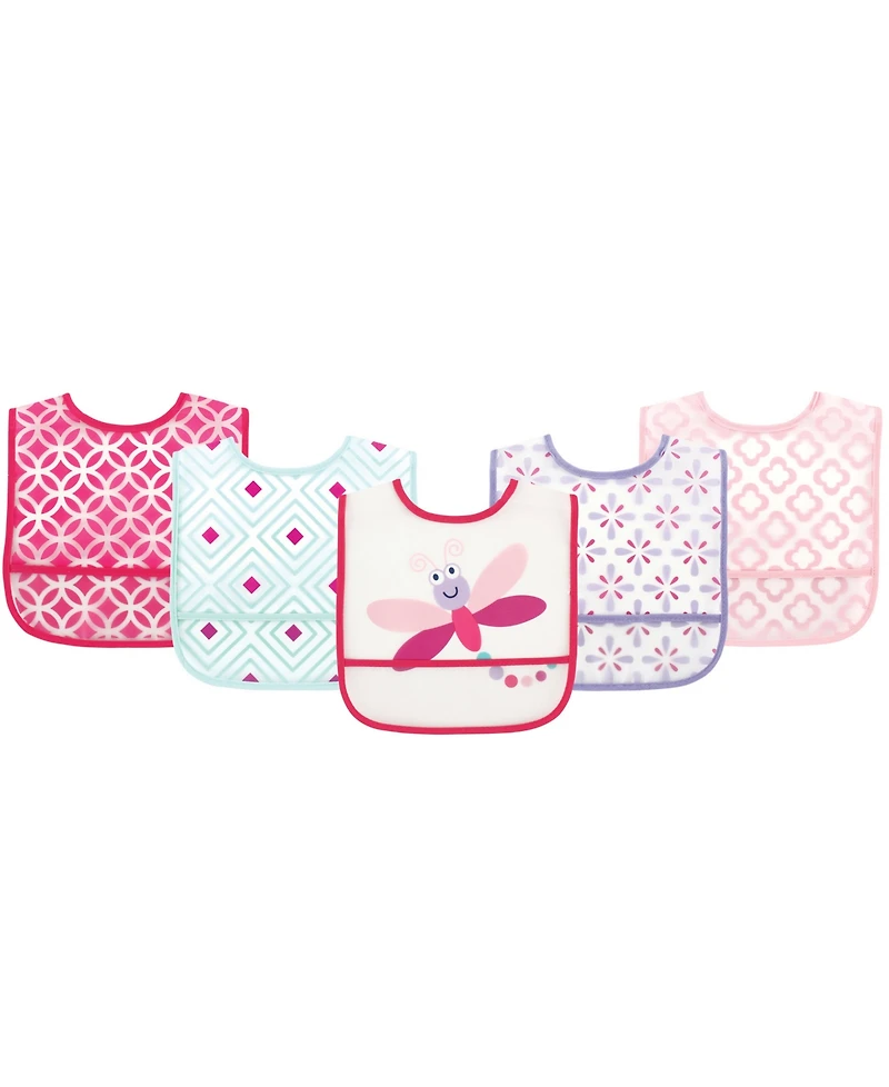 Luvable Friends Girls 5Pk Peva Bibs